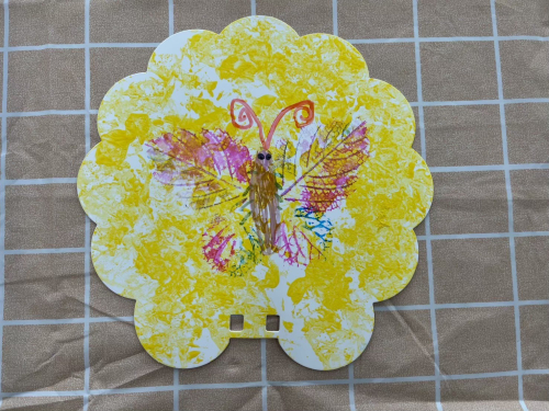 葉拓藥草扇子