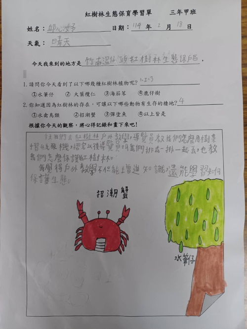參訪學習單